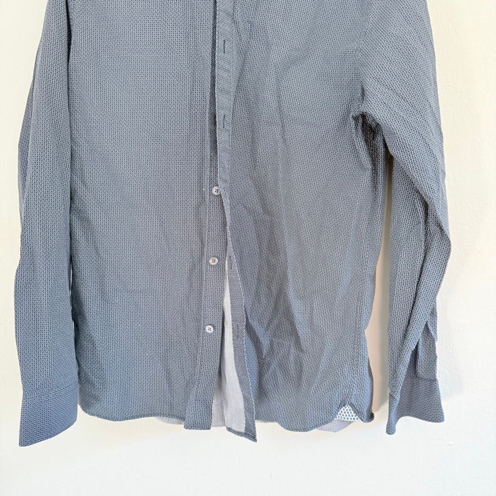 Ted Baker Men's Gray/White Pattern Dress Shirt Size 4 - Picture 3 of 6